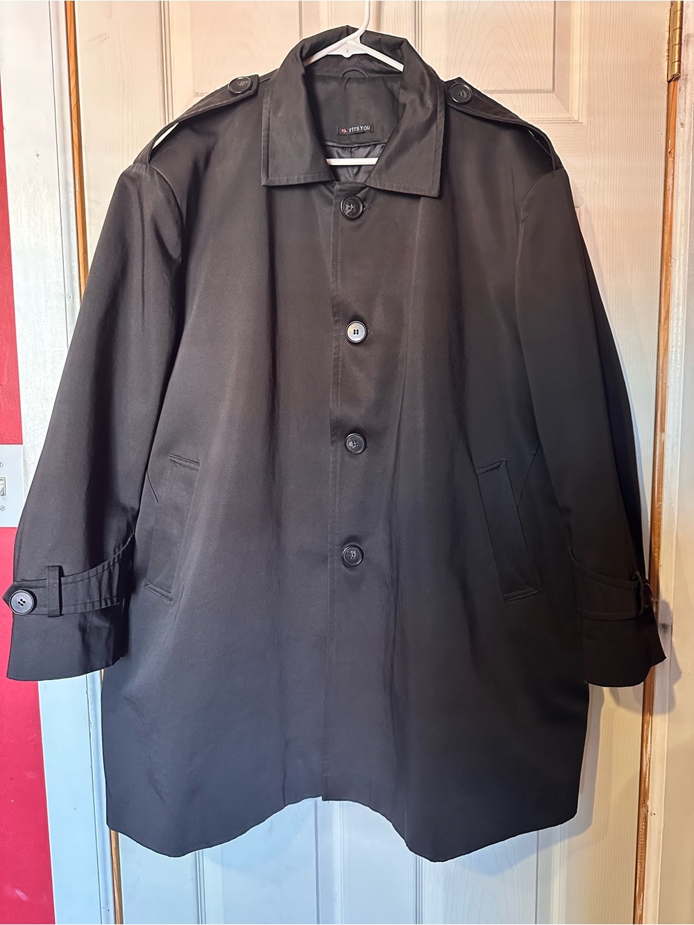 Tailor4Less T4L Custom Made Black Raincoat Trench Coat Like New